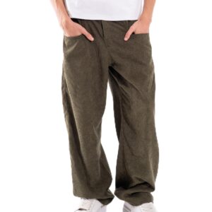 بنطلون زيتي بقصة واسعه للرجال كلاسيكي
