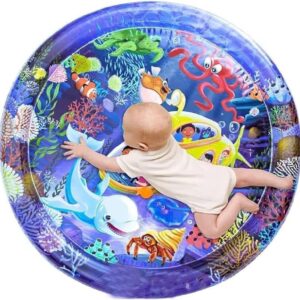 كيدززون بساط مائي قابل للنفخ على البطن للاطفال - العاب حسية للرضع والاطفال الصغار لأنشطة التطور المبكر | لعمر 3 الى 12 شهر (دائري كبير جدا)