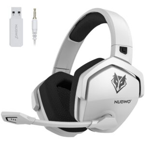 NUBWO G06 Dual Wireless Gaming Headset with Microphone for PS5, PS4, PC, Mobile, Switch: 2.4GHz Wireless + Bluetooth - 100 Hr Battery - 50mm Drivers - White