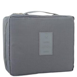 شنطة صغيرة قابلة للتعليق لادوات الزينة للرجال والنساء مناسبة للسفر والمكياج والعناية الشخصية ومنظم الحمام، لون رمادي، شنطة ادوات الزينة