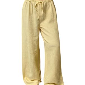 سروال واسع الساق برباط امامي للنساء من جورجليتر، بنطلون واسع بخصر منخفض مرن بقصة مستقيمة