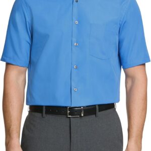 قميص رسمي بأكمام قصيرة ومقاس عادي للرجال من فان هاوزن مصنوع من قماش البوبلين بلون سادة