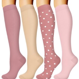 كاستويف جوارب ضغط نحاسية للنساء والرجال (4 ازواج) - افضل دعم للجري والرياضة والتمريض والسفر والمشي لمسافات طويلة