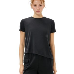 KOTON womens Modal Mix Asymmetric Crop Sport Tshirt