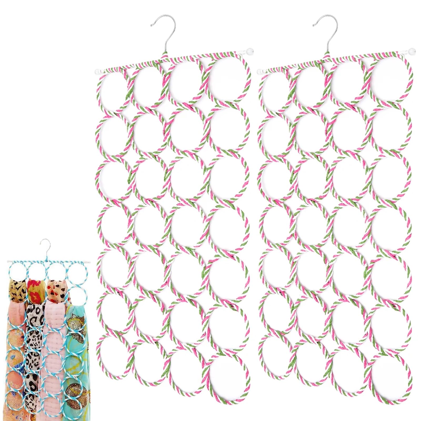 71eREu5z-bL شماعة سكارفات متعددة الأغراض من 28 حلقة لتنظيم السكارفات والكرافتات والشالات والحجاب وربطة العنق والسكارف القابل للطي للمنزل وغرفة النوم وغرفة المعيشة من ديبايلي، 2 قطعة