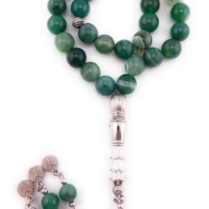 مسبحة العقيق السليماني - اخضر، من ام اتش اس جيه اي جيويلري، للنساء