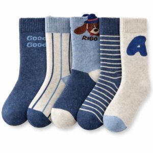 شراب شتوي سميك مصنوع من مزيج القطن ومبطن بصوف ناعم وبطول الكاحل لتدفئة الأطفال من الجنسين، 5 أزواج مع زوج هدية، مقاس 4 إلى 6 سنوات