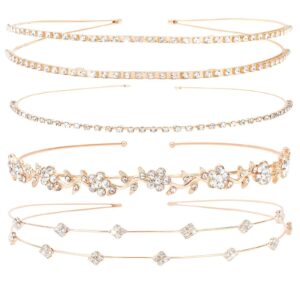 4 قطع من عصابات الرأس مرصعة باحجار الراين بلون ذهبي وردي للنساء، اكسسوارات شعر لامعة غير قابلة للانزلاق، ربطات شعر لحفلات الزفاف، عصابات شعر عصرية لطيفة للبنات والنساء