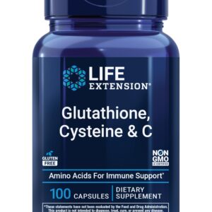 كبسولات نباتية جلوتاثيون وسيستين وفيتامين سي من لايف اكستنشين، 100 كبسولة