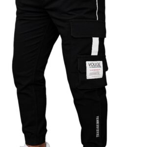 بنطلون كارجو رياضي قماش مرن بجيوب متعددة تصميم عصري مريح للخروج والتمارين للشباب والرجال من ميزة