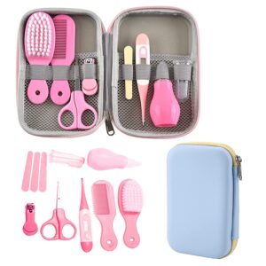 مجموعة ادوات العناية بالطفل 8 في 1 تتضمن فرشاة وقصافة اظافر واداة لتنظيف الانف ومستلزمات من الميكاكو زهري