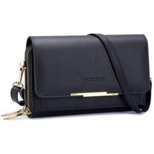 شنطة كتف كروس صغيرة للنساء لحمل الموبايل والكروت مناسبة كمحفظة وشنطة يد (لون أسود- ايه)