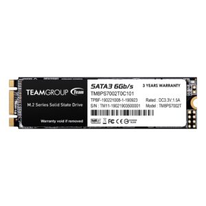 TEAMGROUP MS30 2TB with SLC Cache 3D NAND TLC M.2 2280 SATA III 6Gb/s Internal Solid State Drive SSD (Read/Write Speed up to 550/500 MB/s) Compatible with Laptop & PC Desktop TM8PS7002T0C101