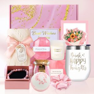 هدايا عيد ميلاد للنساء، مجموعة هدايا كاستويف للعناية الذاتية، مجموعة حمام الاسترخاء للأم والأخت والصديقة المقربة والعمة - تتضمن كرات استحمام فوارة وصابون مهدئ وكوب ومنشفة والمزيد - هدية سلة عيد