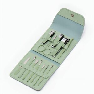 طقم متكامل للعناية بالأظافر 16 قطعة للعناية الشخصية باديكير احترافي وأدوات تجميل للرجال والنساء مجموعة مثالية لهدية العناية الشخصية (اخضر)