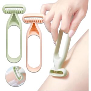 أداة إزالة شعر الجسم اللطيفة للنساء | أداة إزالة الشعر اليدوية سهلة الاستخدام للسفر للبشرة الحساسة - جهاز للعناية الشخصية آمن وفعال (2 قطعه)