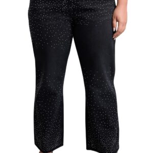 ترنديول بنطلون جينز بقصة مستقيمة وخصر مرتفع للنساء بلون رصاصي TBBAW25CJ00000 مقاس كبير