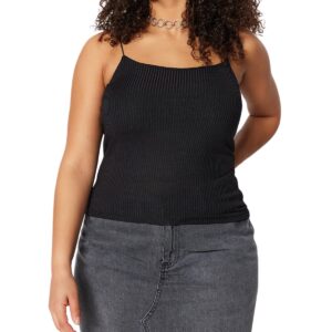 ترنديول بلوزة نسائية بحمالات رفيعة مضلعة محبوكة مقاس كبير TBBSS23AF00013 مقاس كبير