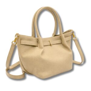 شنطة كتف من الجلد المحبب للنساء من ايسل 1640، شنطة كروس بمقبض علوي | اغلاق مغناطيسي | حزام قابل للتعديل | قطع معدنية ذهبية اللون | 12 لون | 17×28×14 سم