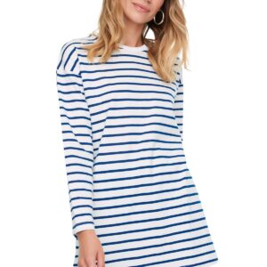 بلوزة طويلة منسوجة ومخططة للنساء من ترنديول، موديل TCTAW22UK0240