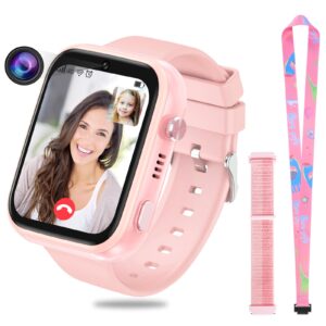 OKYUK 4G Kids Smartwatch GPS Tracker, Multiple Desktop Styles to Choose From, Two-Way Calls, Image Competence, SOS WiFi, Waterproof Touch Screen for 4-12 Boys and Girls (T45 Pink)