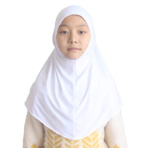 حجاب للاطفال المسلمات من موديست بيوتي للبنات بلون سادة مناسب لعمر 6-11 سنة جاهز للارتداء