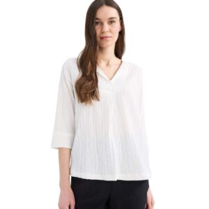 بلوزة منسوجة للنساء بقصة عادية كاسيك ياكا وبياقة قارب وأكمام 3/4 طراز تقليدي أنيق من ديفاكتو، عبوة من قطعة واحدة