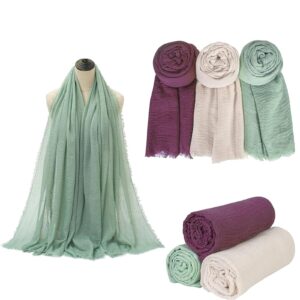 اوشحة اكس سبرينج للنساء، مجموعة من 3 قطع من اوشحة عصرية ناعمة وخفيفة الوزن، اوشحة رقبة انيقة، شال جيد التهوية بنمط حجاب، للاستخدام اليومي والمناسبات الخاصة