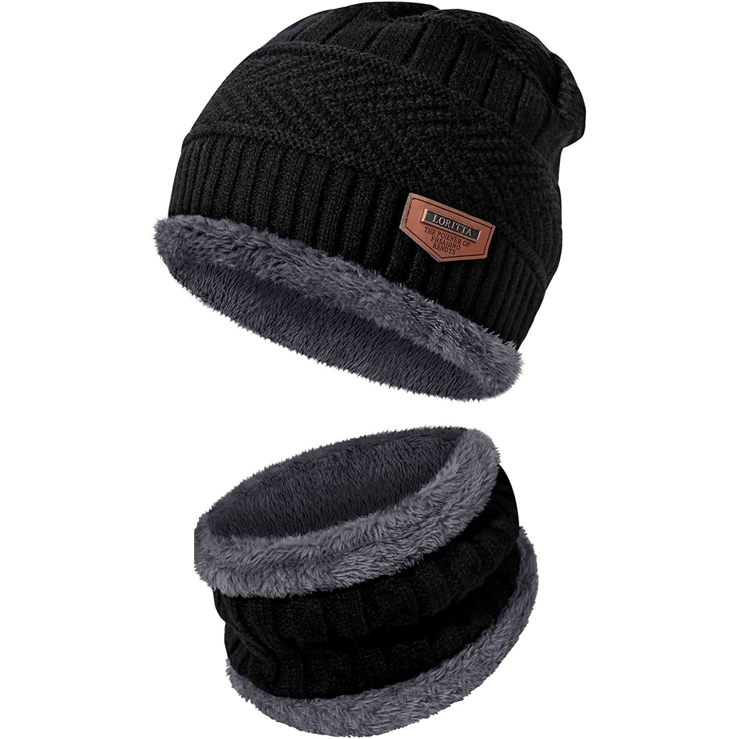 71pl8Jzq2oL طقم قبعة صغيرة منسوجة ووشاح صغير لتدفئة الرقبة للشتاء للرجال والنساء من لينجي