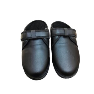 شبشب طبي مريح للقدم لمرضى السكري مصنوع من الجلد، مقاس 41، لون أسود