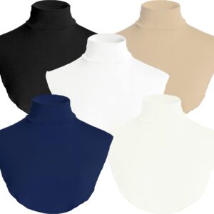 طقم غطاء رقبة من القطن مكون من 5 قطع - اسود وابيض وبيج واوف وايت وكحلي