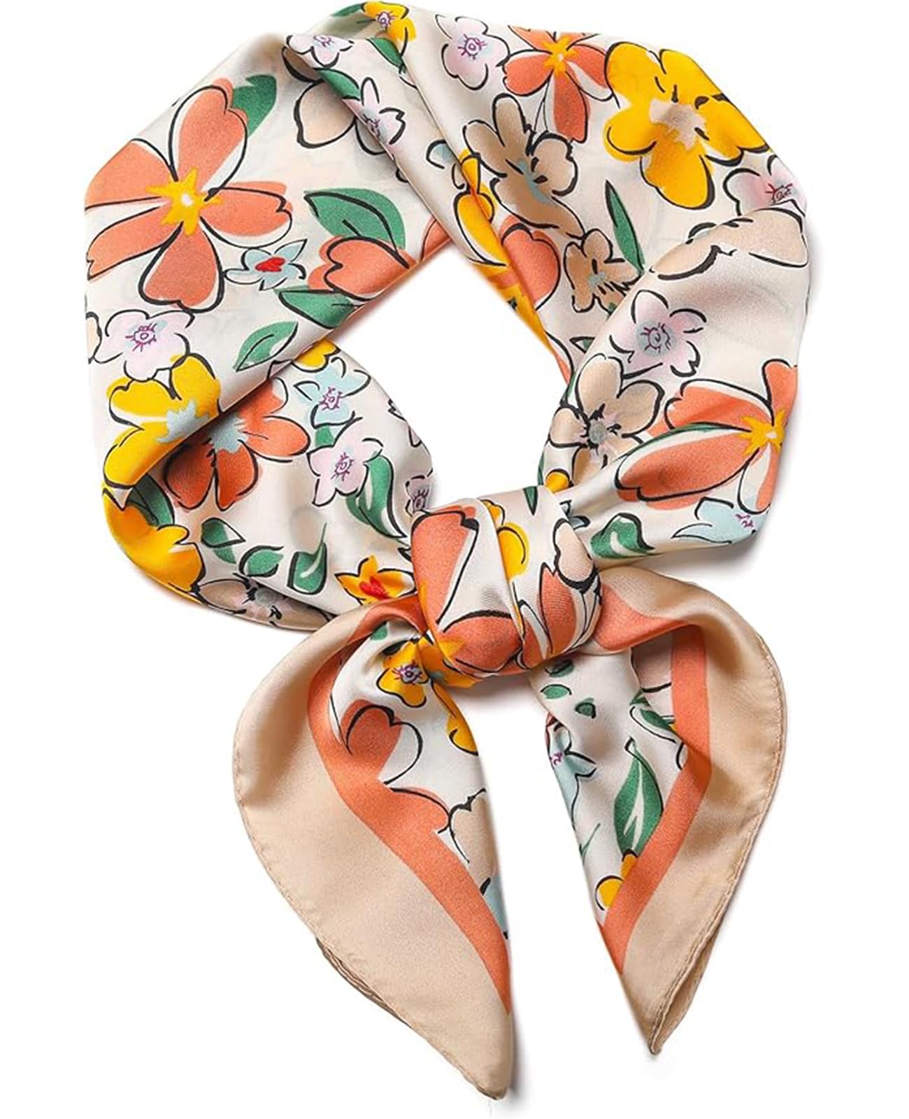 71qxzgeqszL سكارف حريري للنساء من تزويق، وشاح مربع عصري للرأس او الرقبة، مصنوع من مادة الساتان، مناسب لتزيين الشنط او اكسسوارات الشعر، ملمس ناعم، 70 × 70 سم