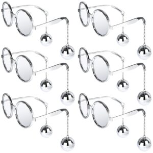 كاستويف نظارات كرة ديسكو رترو، 6 عبوات من النظارات الشمسية المضحكة للحفلات بنمط السبعينيات، نظارات ديسكو ريترو مضحكة، نظارات سلسلة فضية للحفلات، اكسسوارات حفلات ديسكو عتيقة من السبعينيات