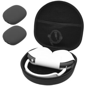 ProCase Hard Case for New AirPods Max, Travel Carrying Headphone Case with Silicone Earpad Cover & Mesh Pocket, AirPods Max Protective Portable Storage Bag -Black