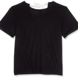 ترنديول تي شيرت للنساء بقصة عادية وربطة خلفية ومزين بفيونكة مقاس كبير TBBSS25BF00000 مقاس كبير