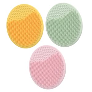 فرشاة استحمام للاطفال، 3 عبوات من فرشاة شعر حمام الطفل، مشط فروة الرأس من السيليكون الناعم لتنظيف غطاء المهد واداة تدليك متعددة الوظائف للبشرة مع كوب شفط