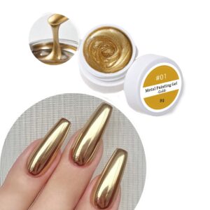 طلاء أظافر جل سائل مزين بالجليتر بلمعان معدني يشبه المرآة من اميزينج ايجيبت من ذا باك | لون ذهبي وفضي وذهبي وردي | تصميم ثلاثي الأبعاد ومثالي لصالونات التجميل للأظافر (لون ذهبي، وزن 8 جرام)