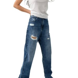 بنطلون جينز للبنات مصنوع من القطن بنسبة 100% - جينز صلب غير قابل للتمدد من ايروبوستيل