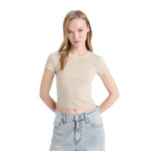 تيشيرت قصير محبوك باكمام قصيرة للنساء من كول (عبوة من قطعة واحدة)