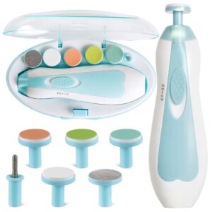 قصافة أظافر كهربائية آمنة للأطفال بإضاءة ليد، مجموعة العناية بأظافر الأطفال حديثي الولادة أو الأطفال الصغار أو اللكبار مع وسادات بديلة إضافية من بامبل بي