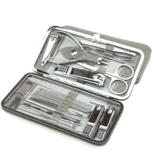 مجموعة مانيكير وباديكير احترافية للرجال والنساء مكونة من أدوات دقيقة من الفولاذ المقاوم للصدأ للحصول على أظافر وحواجب وأذنين رائعين من هانسو، 19 قطعة