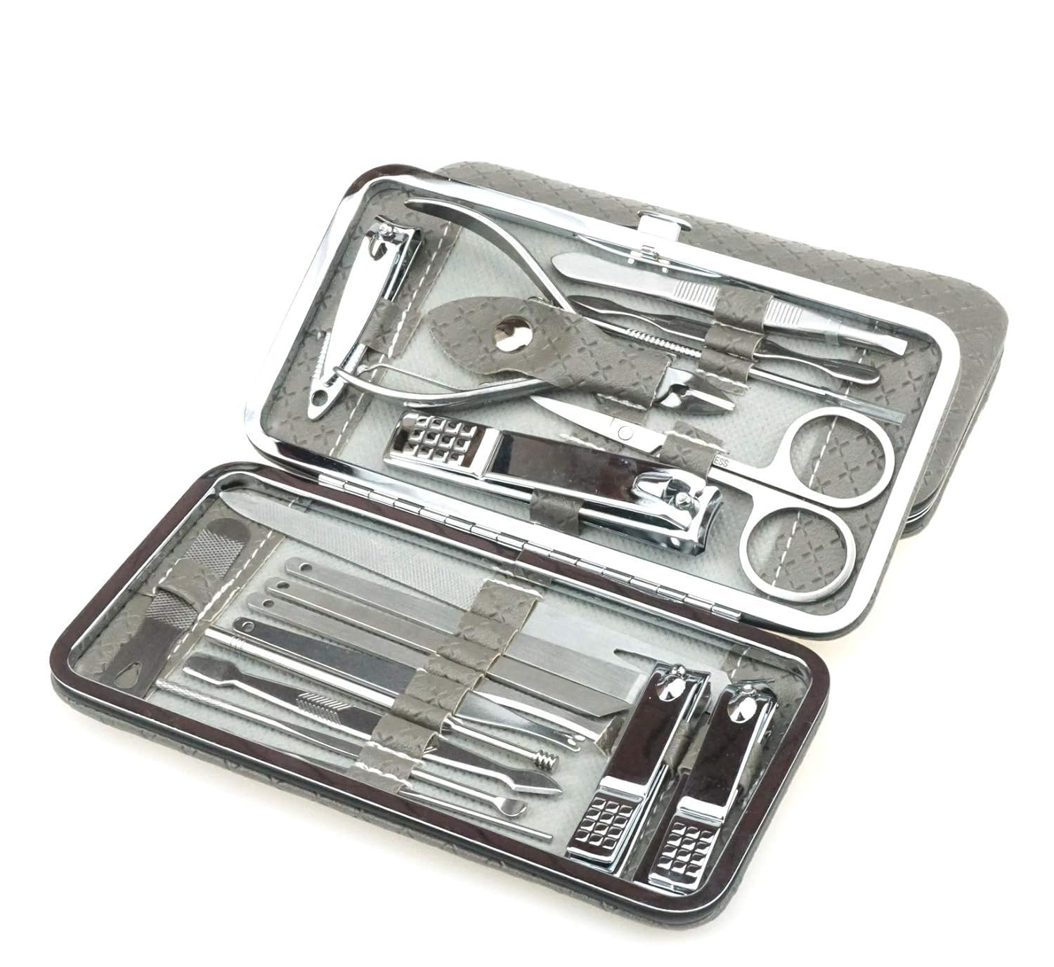 71wwHMyf1PL مجموعة مانيكير وباديكير احترافية للرجال والنساء مكونة من أدوات دقيقة من الفولاذ المقاوم للصدأ للحصول على أظافر وحواجب وأذنين رائعين من هانسو، 19 قطعة