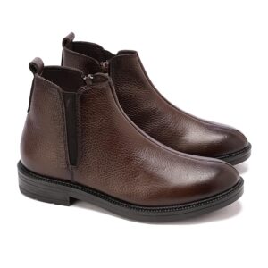 هاف بوت جلد طبيعي بنعل مطاطي للرجال