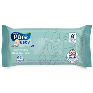 مناديل مبللة سوفت اند بيور - 40 منديل للعناية بالطفل