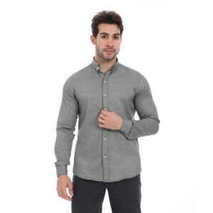 قميص كلاسيك مرقش مصنوع من القطن بأكمام طويلة وتصميم غربي للرجال من اندورا