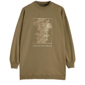 LC واكيكي سويت شيرت طويل مطبوع بمقاس كبير للنساء