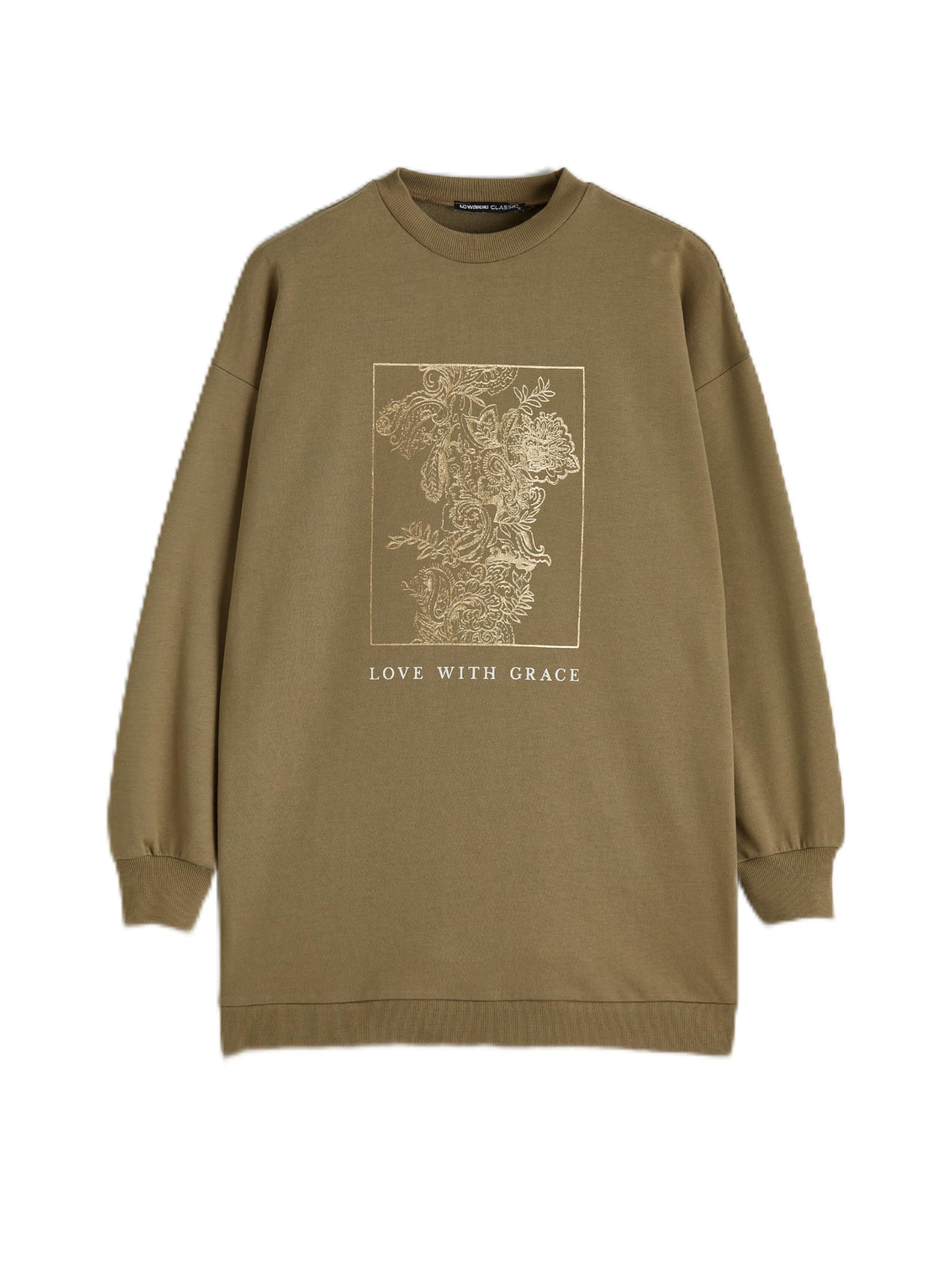 71yf7CXTroL LC واكيكي سويت شيرت طويل مطبوع بمقاس كبير للنساء