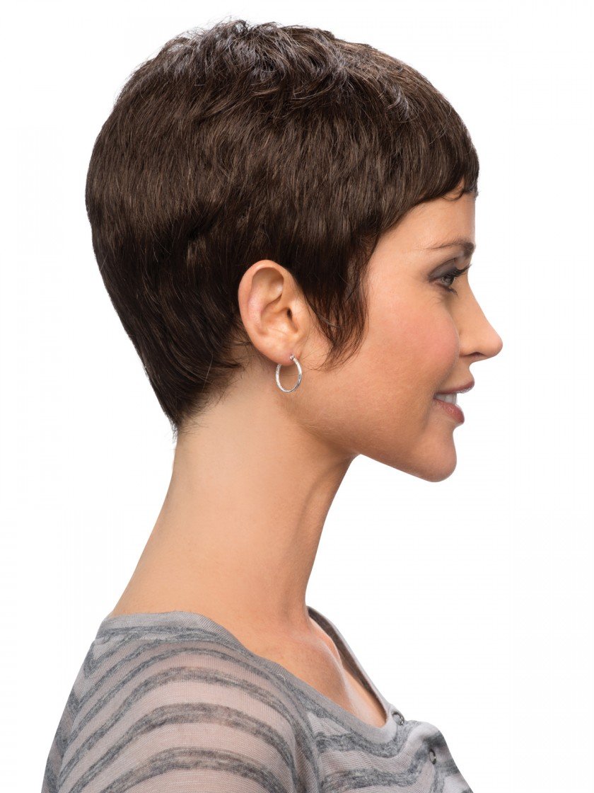 71yrHxsxJhL باروكة عصرية أنيقة ومنفوشة بشعر قصير مفرود للنساء من اي سي اي اف، لون بني، Sw0088