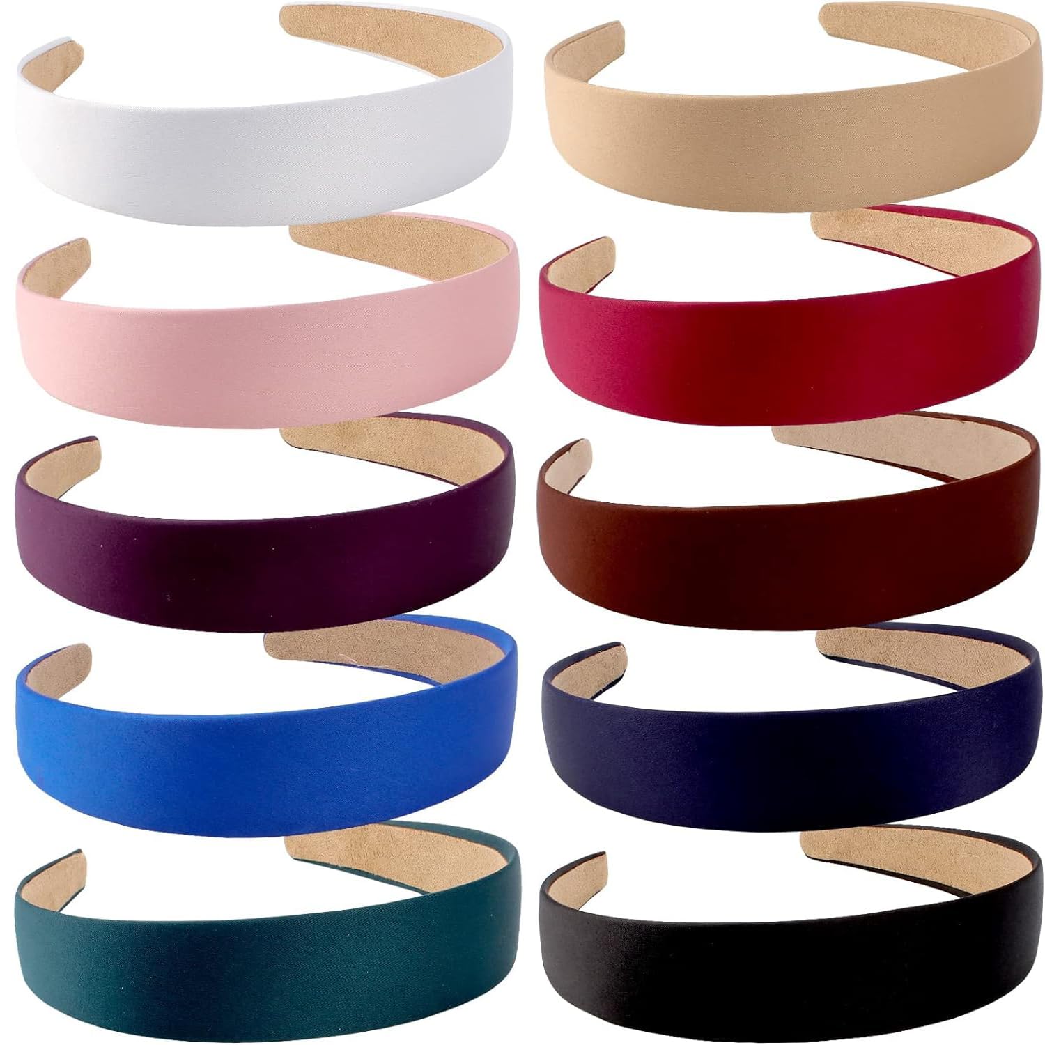 71zKGRcS7oL عصابات راس للنساء من جويزز، 10 قطع من شريط راس عريض من الساتان للنساء، شريط راس غير قابل للانزلاق، عصابات راس ملونة سادة اصنعها بنفسك، اكسسوارات شعر للنساء والفتيات