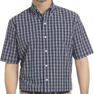 قميص هاميلتون بوبلينز كبير وطويل باكمام قصيرة وازرار كاملة للاسفل للرجال من ارو